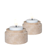 House Nordic Tealight Holder, travertine, natural, set of 2
